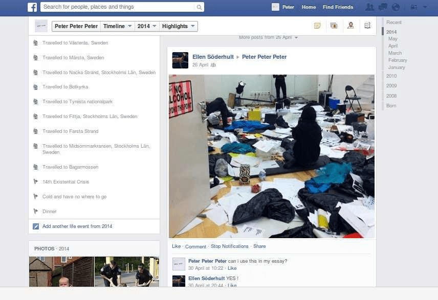 Screenshot of an image of the enterance to PETER on facebook